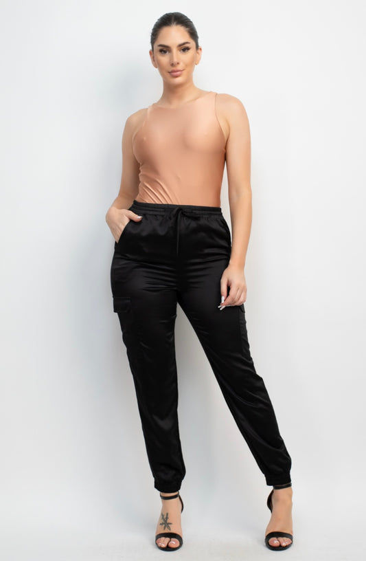 Talia Satin Cargo Pants